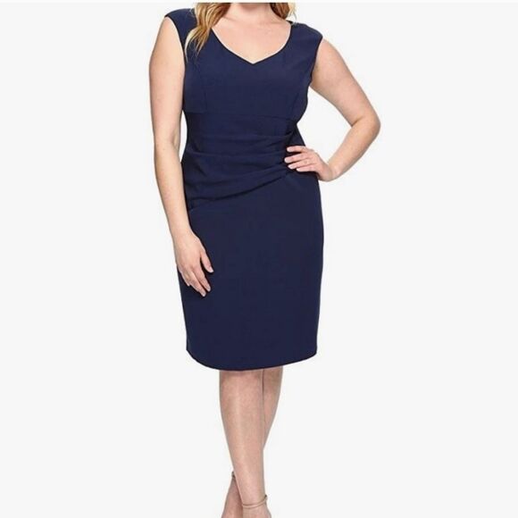 Adrianna Papell Navy Sleeveless Sheath Dress Size 10 - Picture 1 of 8